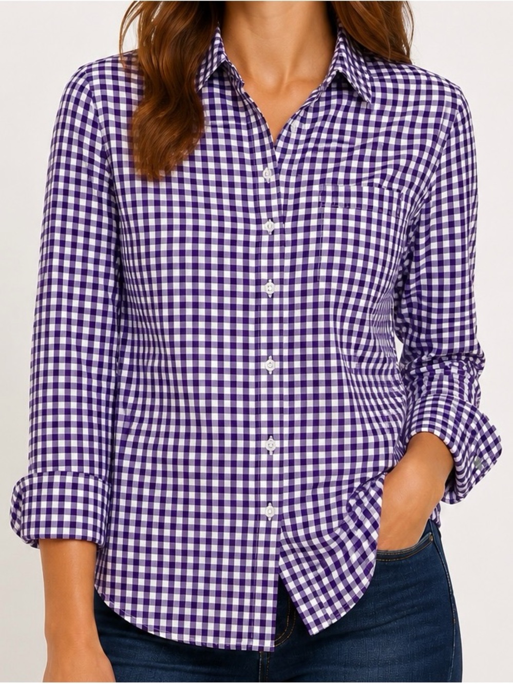 Boden Purple Gingham Button-Down Shirt | Women’s US 4